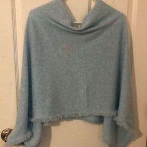 Lilly Pulitzer cashmere light blue heathered shawl